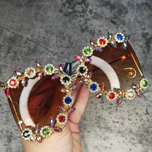 Round Pearl Oversized Diamond Sunglasses for Women